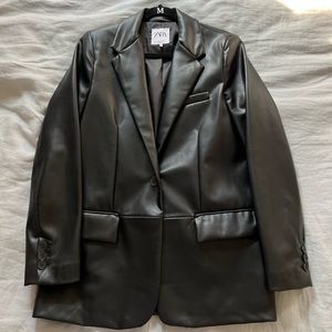 Zara Faux Leather Blazer